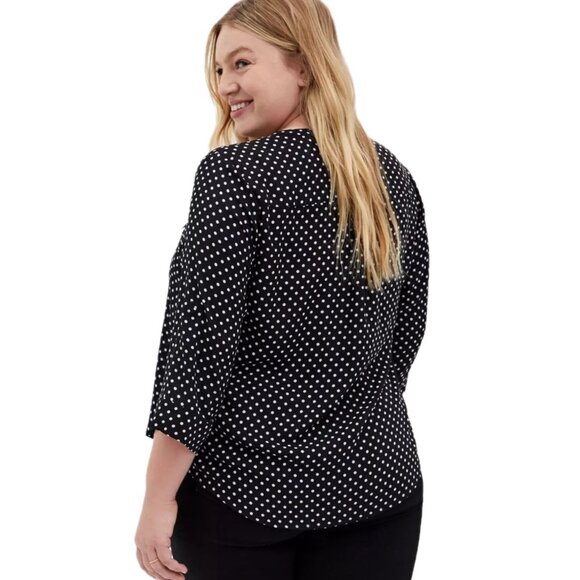 Torrid 4X BLACK and WHITE Polka Dot Harper 3/4 Sleeve Plus Size Top Blouse Tunic - Picture 14 of 14